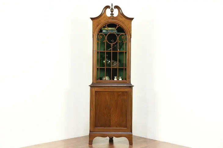 Traditional Walnut 1915 Antique Corner Cabinet