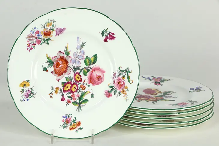 Set of 6 Old Coalport Period 1825 Signed 8 3/4" Luncheon or Salad Plates
