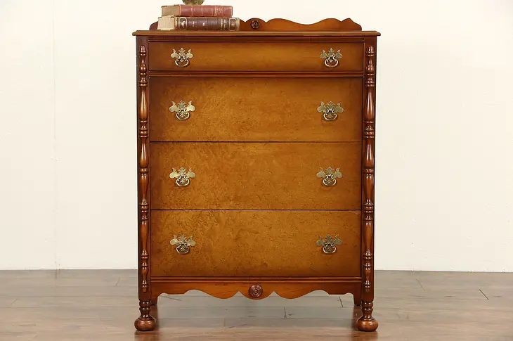 Curly or Birdseye Maple Antique 1925 Tall Chest