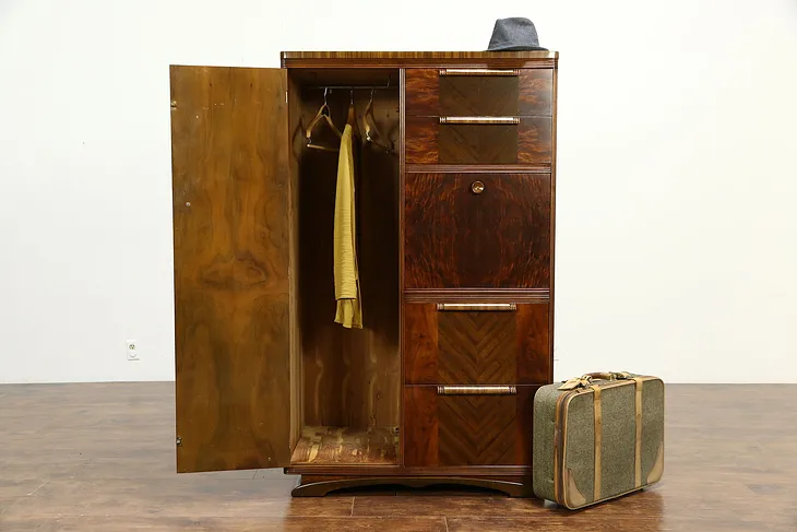 Art Deco 1935 Vintage Armoire, Chifferobe, Wardrobe or Cedar Closet