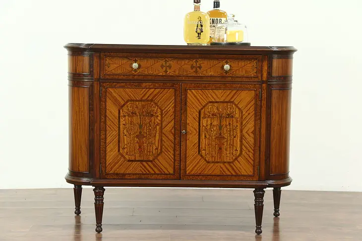 Marquetry Inlaid Satinwood Antique Hepplewhite Small Sideboard or Hall Console