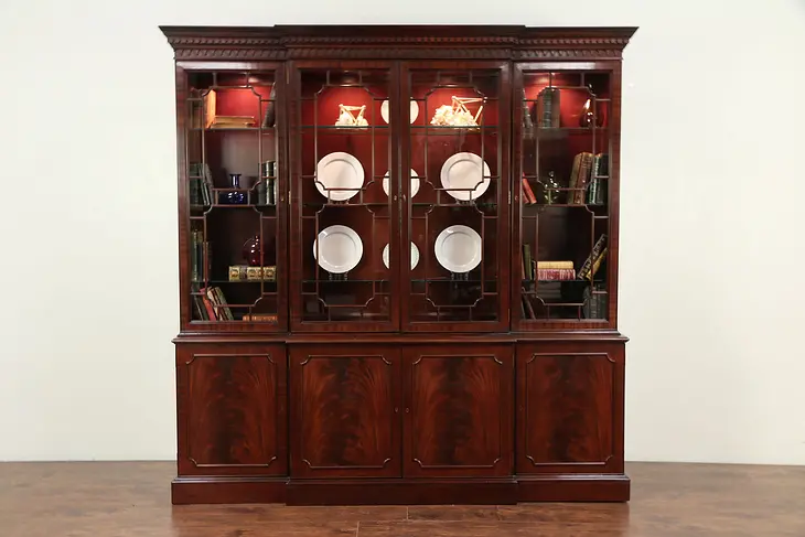 Traditional Vintage Breakfront China Cabinet or Bookcase, Signed Councill #29291