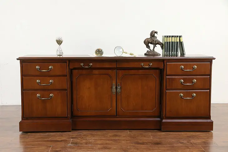 Walnut Vintage Library or Office Credenza or Lateral File Cabinet #30209