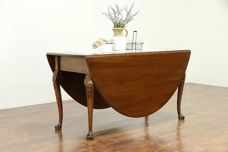 Kittinger Signed Vintage Oval Walnut Dropleaf Dining or Sofa Table #30649
