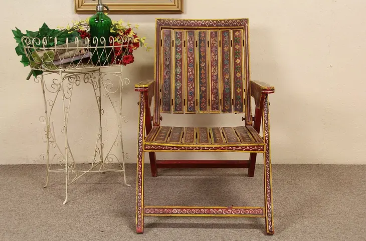 Traditional Folk Art  Folding Chair from Sicily - Hand Painted