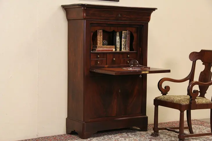Biedermeier Empire 1840 Antique Secretary Desk