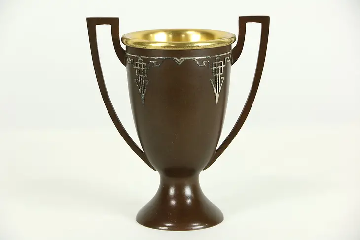 Heintz Signed Loving Cup, Sterling Silver on Bronze, Pat. 1912