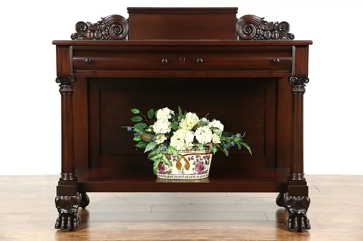 Tobey Chicago Signed Empire Server or Hall Console Table, Lion Paws