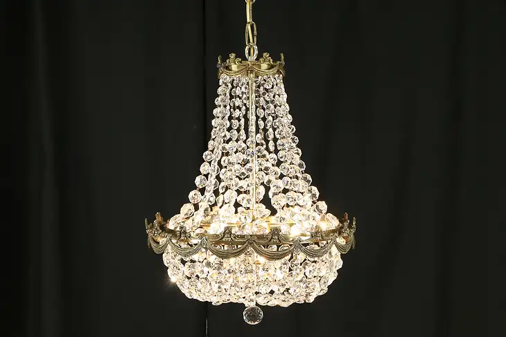 Regency Style Vintage Chandelier, Graduated Crystal Prisms #31610