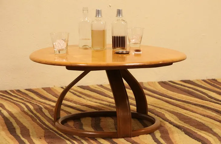 Midcentury Modern Spinning Coffee or Cocktail Table, 1950's Vintage