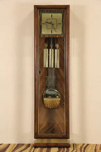 Oak & Burl Contemporary Trend by Sligh Tall Case Vintage Grandfather Clock