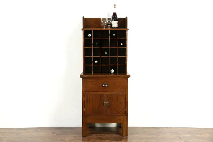 Oak Antique 1915 Post Office Mailbox Sorter, Wine Cabinet