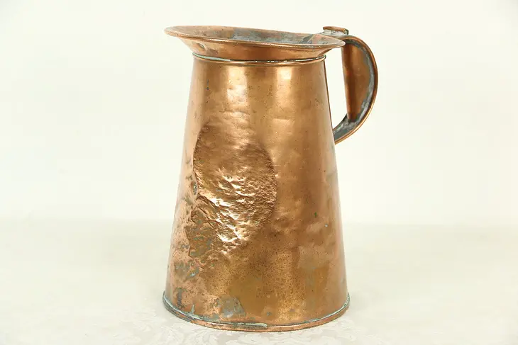 Copper Pitcher, Hand Made 1860 Antique