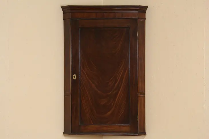 Georgian 1790 Antique English Hanging Cupboard or Corner Cabinet