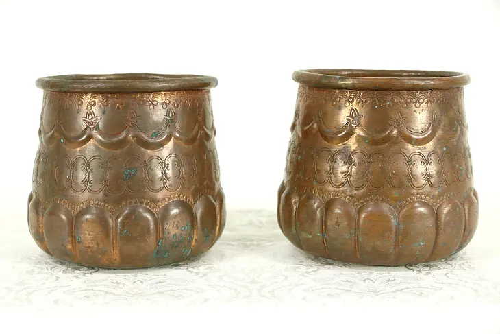 Pair of Hand Hammered Turkish Pots or Planters