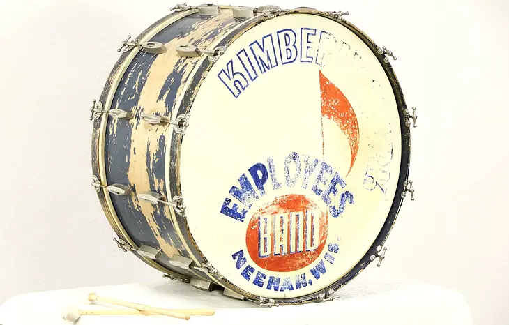 Kimberly Clark Band Vintage Marching Bass Drum, Slingerland of Chicago