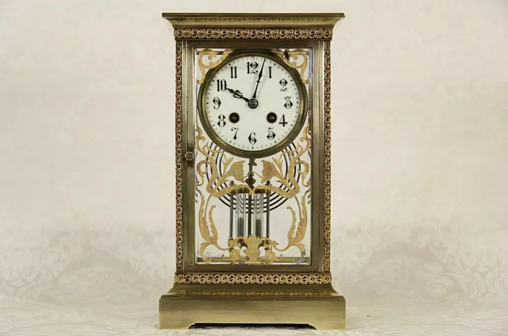 Paris Crystal Regulator 1900 Antique Clock, Signed France