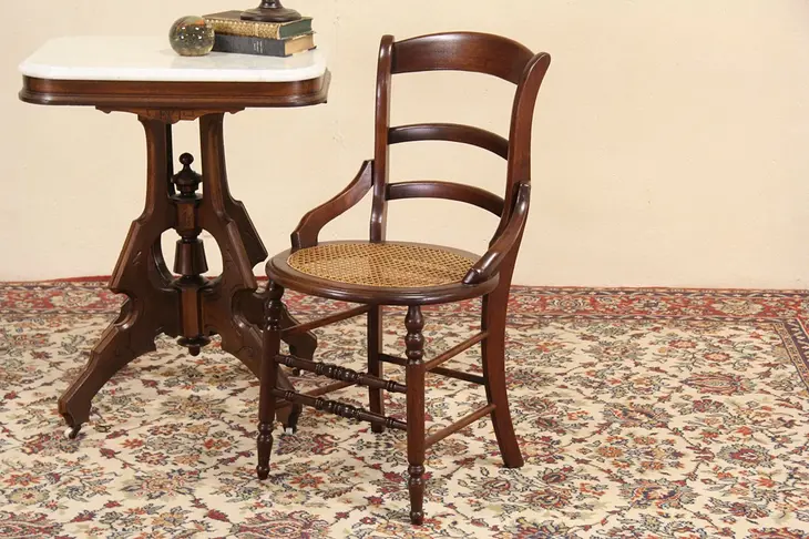 Victorian Maple 1880 Side or Dining Chair, New Cane Seat