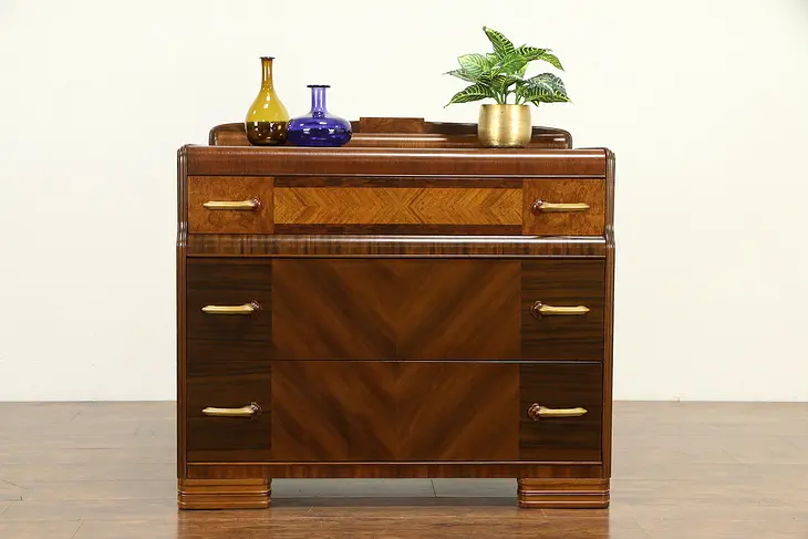 Art Deco Waterfall 1930's Vintage Chest or Dresser #32093