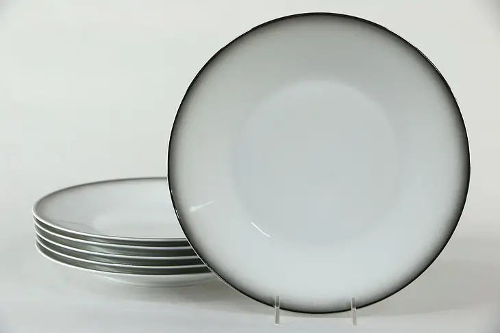 Set of 6 Vintage Dinner Plates in Evensong by Rosenthal Continental White 10 3/8