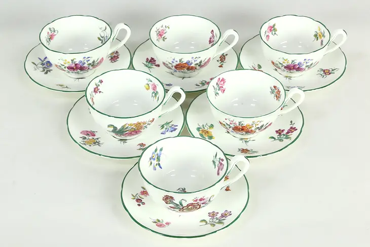 Set of 6 Old Coalport Period 1825 Signed Cups and Saucers