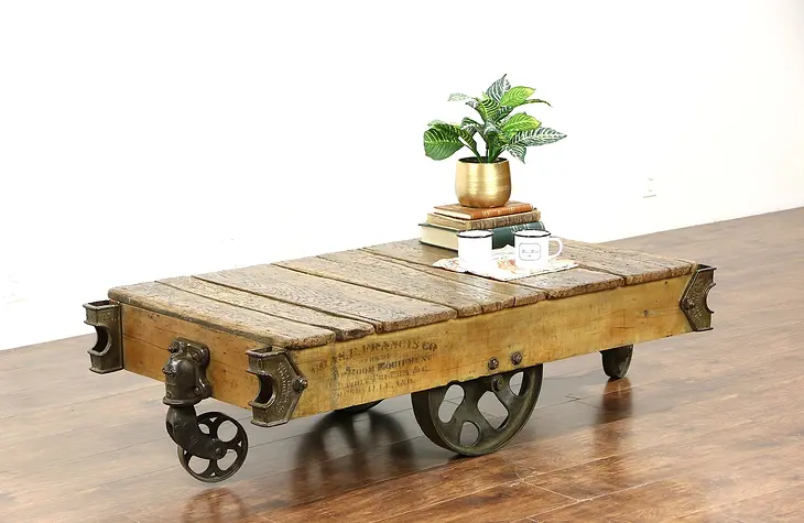 Industrial Salvage 1930 Vintage Factory Cart or Coffee Table, Rushville, IN