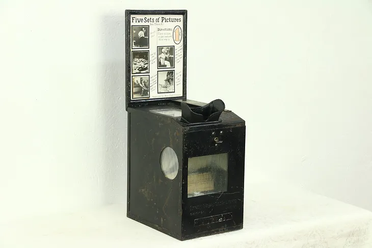 "Photoscope" Antique Coin Op Key Wind Stereo Card Viewer, Signed Chicago #28770