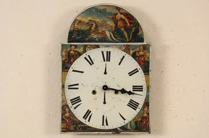 Scottish Perth 1820 Antique Hand Painted Clock Dial, New Quartz Movement