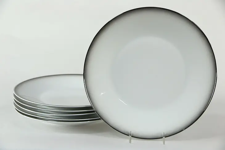 Set of 6 Vintage Dinner Plates, Evensong by Rosenthal Continental White 10 3/8"