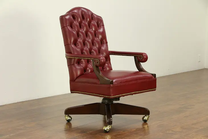 Harden Cherry Traditional Swivel Adjustable Desk Chair, Faux Leather #30536