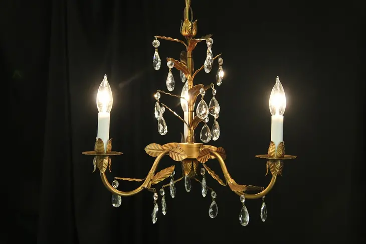 Italian Vintage 3 Candle Wrought Chandelier