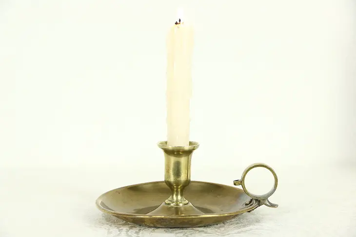 English Antique 1870's Brass Chamber Candlestick