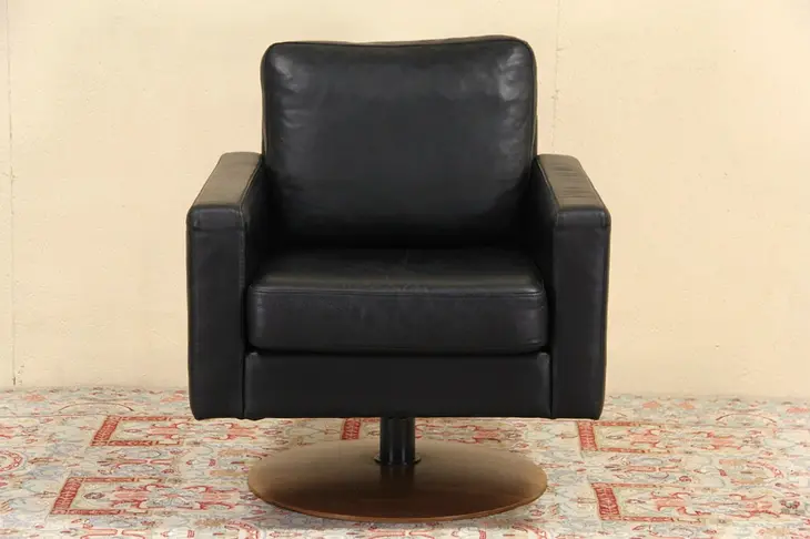 Danish Modern Bolio Leather Swivel Chair Vintage