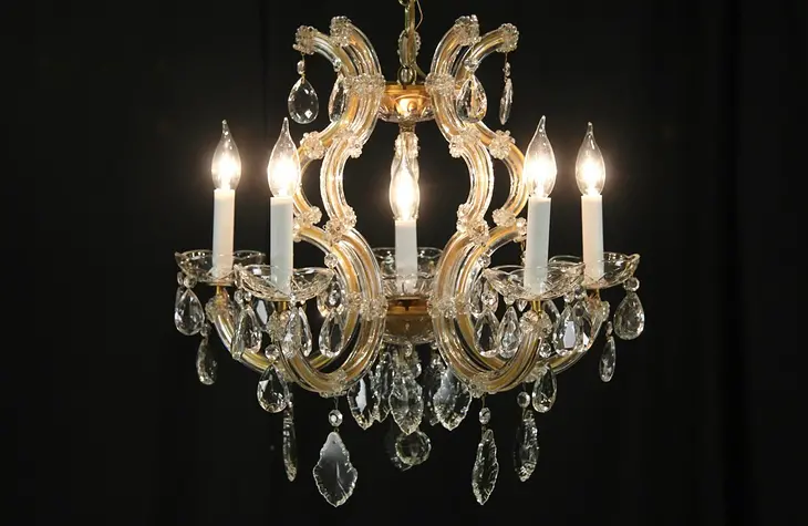 Marie Therese Vintage Chandelier, Cut Crystal Prisms