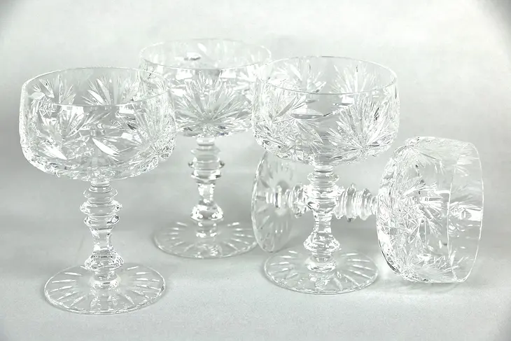 Set of Four Colwein by Kristall Neubert Champagne Glasses, 4 1/2" Tall