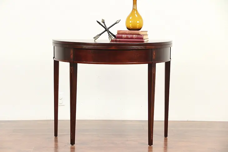 Demilune Half Round Vintage Hall Console & Game Table #29606
