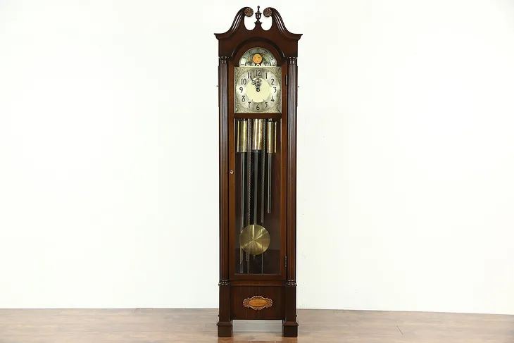 Herschede 5 Tube Westminster Tall Case Vintage  Grandfather Clock
