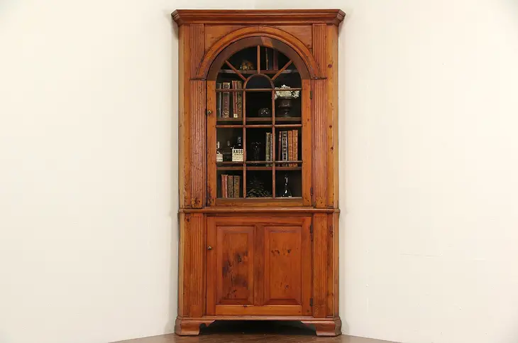 Georgian 1820's Antique Pine Corner Cabinet or Cupboard