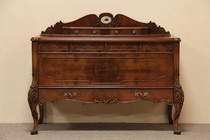 Carved Antique Cedar Chest with Clock
