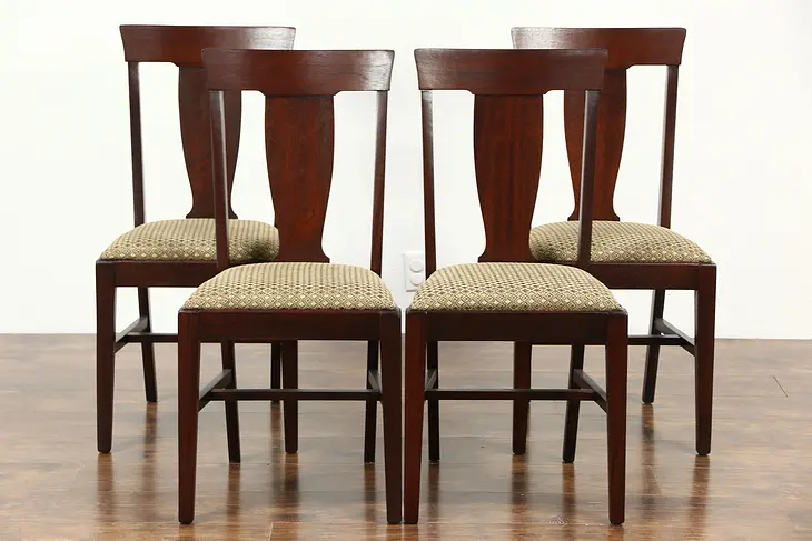 Set of 4 Craftsman Antique Arts & Crafts Mahogany Game or Dining Chairs