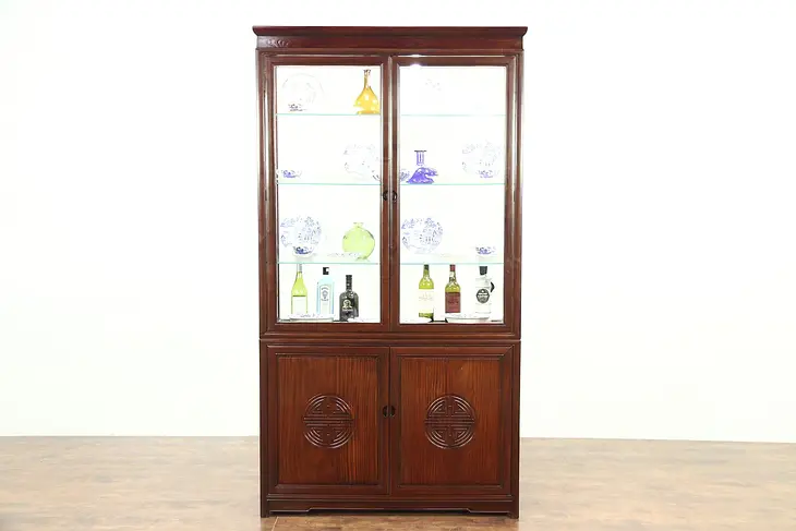Rosewood Chinese Vintage Curio or China Display Cabinet or Room Divider