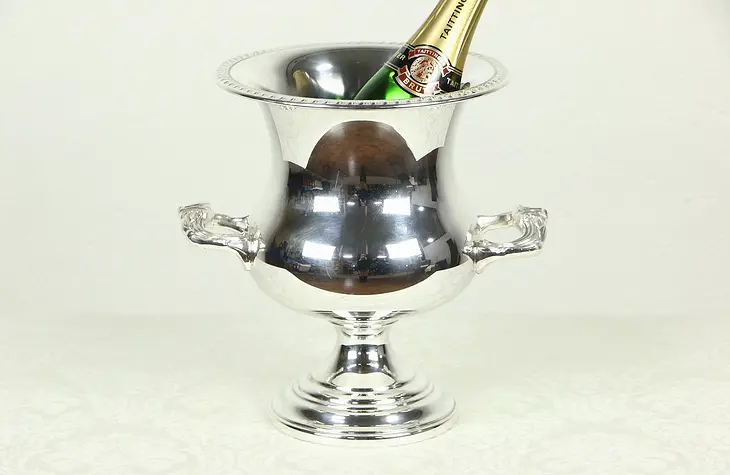 Champagne Bucket or Wine Chiller or Cooler, Vintage Silverplate, Signed Taunton