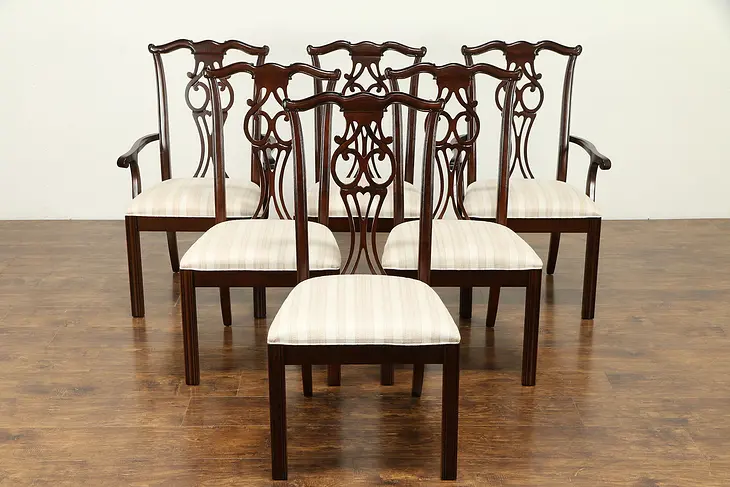 Set of 6 Georgian Style Vintage Mahogany Dining Chairs #31462
