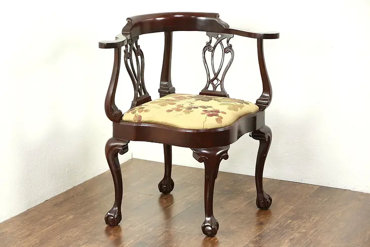 Hancock and Moore Mahogany Corner Chair with Claw and Ball Feet