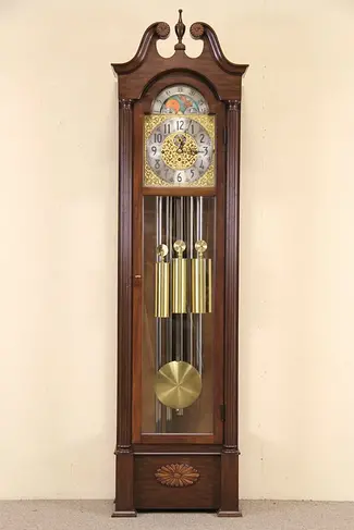Herschede Vintage Grandfather or Tall Case Clock, Westminster Tubular Chime