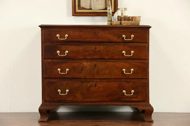 Georgian 1760's Antique New England Walnut Linen Chest or Dresser