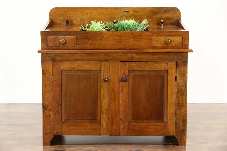Country Dry Sink, Walnut 1880's Antique Kitchen Pantry Furniture