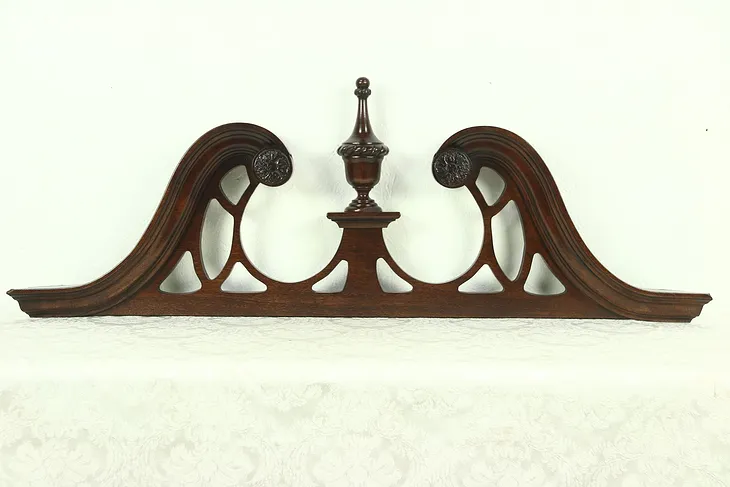 Architectural Salvage Carved Mahogany Vintage Georgian Style Pediment or Crest