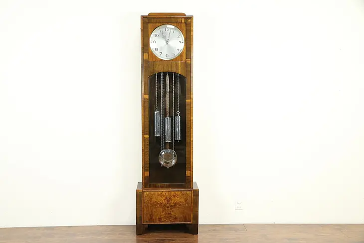 Art Deco German Vintage Grandfather Long Case Clock, Westminster Chime #30750