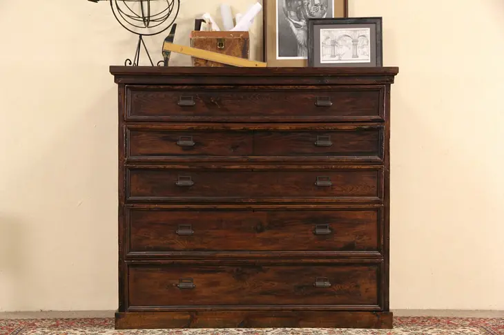 Lumberjack Country Pine Giant 5 Drawer Antique 1890's Chest of Drawers